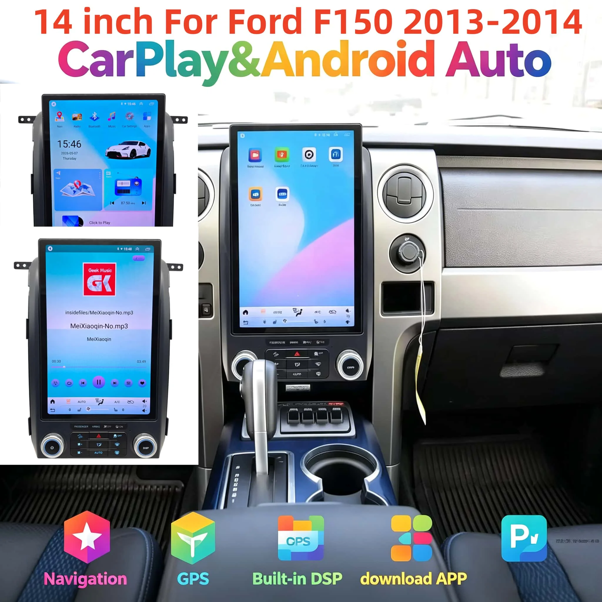 14inch Multimedia Video Car Radio For Ford Raptor F150 F-150 F250 2013-2014  Android Player Navi GPS Auto Manual Screen 4G DSP