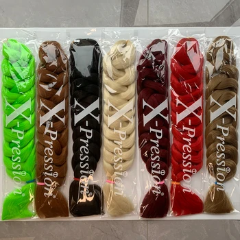 82 Inç 165g Toptan Jumbo Örgü Ön Gerilmiş Saç Kutusu Büküm Örgüler Siyah Kadınlar Için Xpression Sentetik Saç Uzantıları