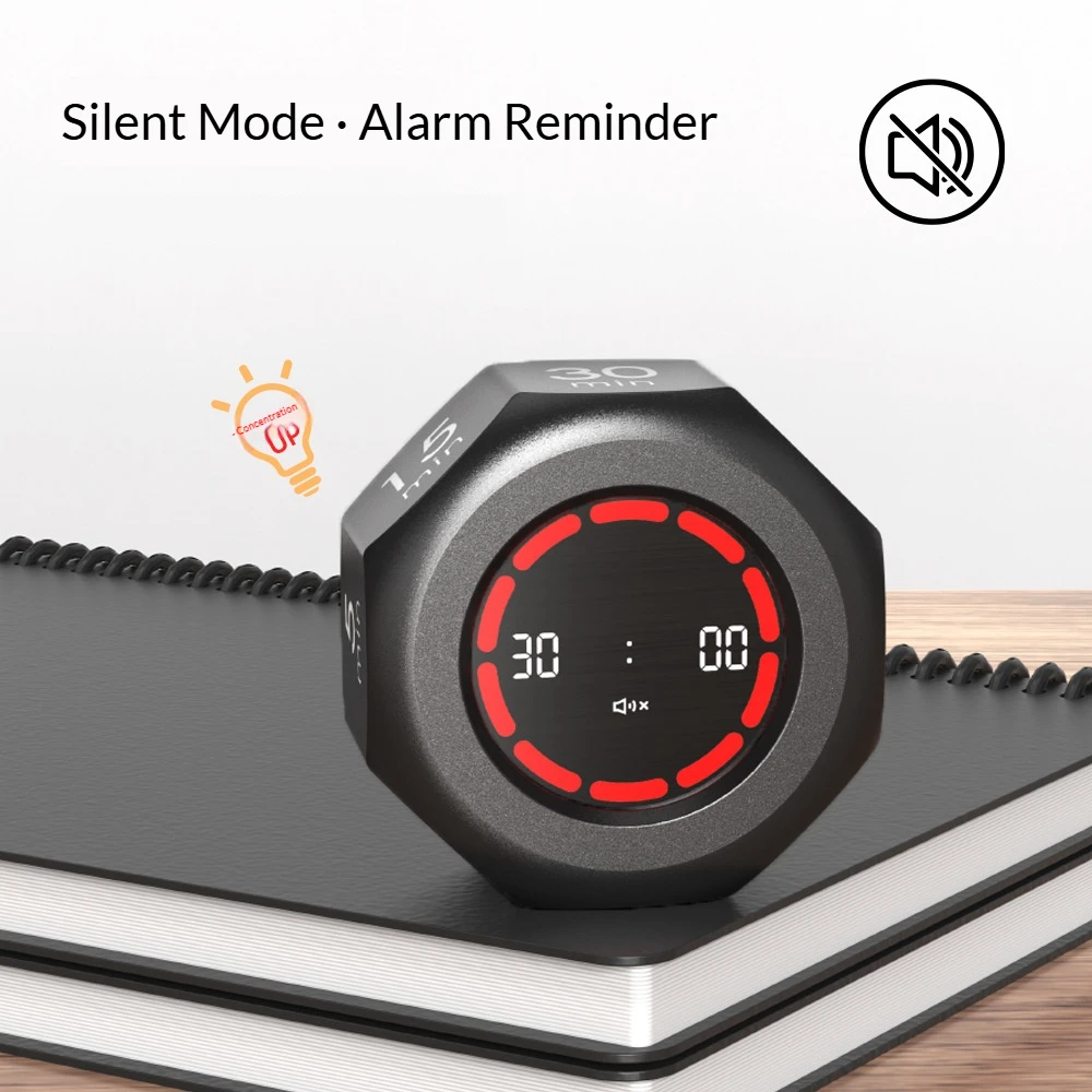 Flip Visual Gravity Sensor Timer Multifunctional Electronic Timing Device for Study Baking Time Reminder Controller
