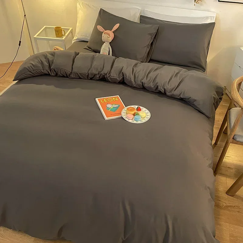 Solid Color Duvet Cover Double/Queen Size Anti-Mite Durable Comforter Cover Simple Durable 이불커버세트 이불커버 (No Pillowcase)