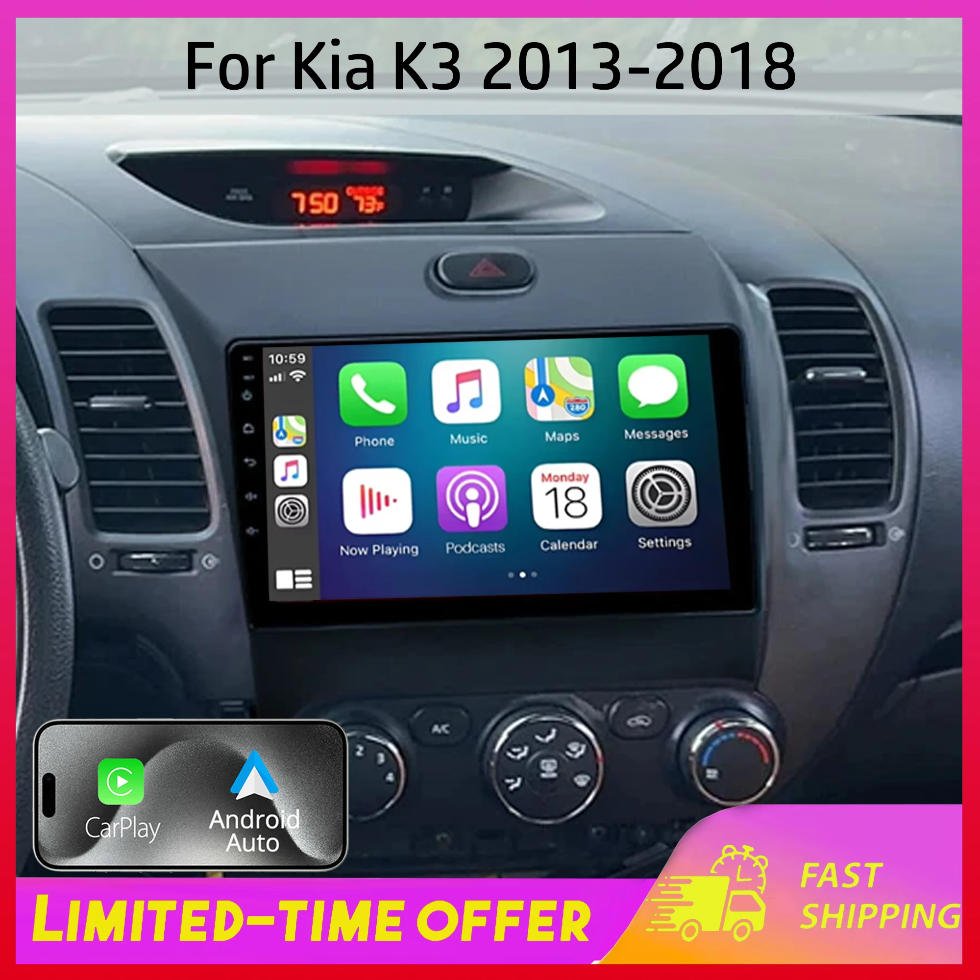 

Android 15 Car Stereo for KIA Cerato K3 Forte 2013-2018 Radio 9 Inch Touch Screen For CarPlay Android Auto Multimedia Player