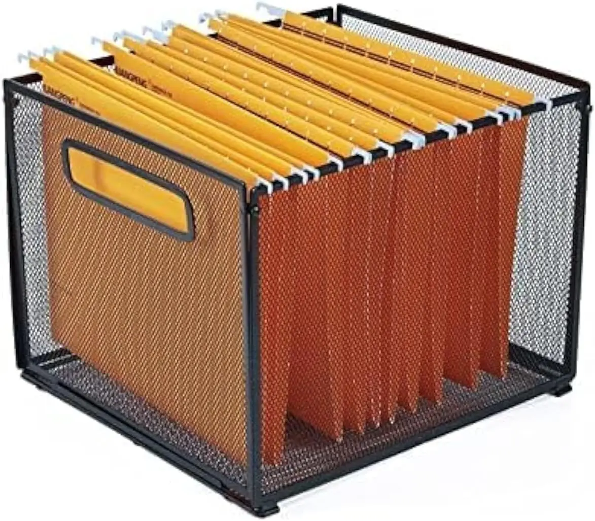 Metal Mesh Hanging File Folder Organizer, Letter Size, Black, for Office Desk or Drawer