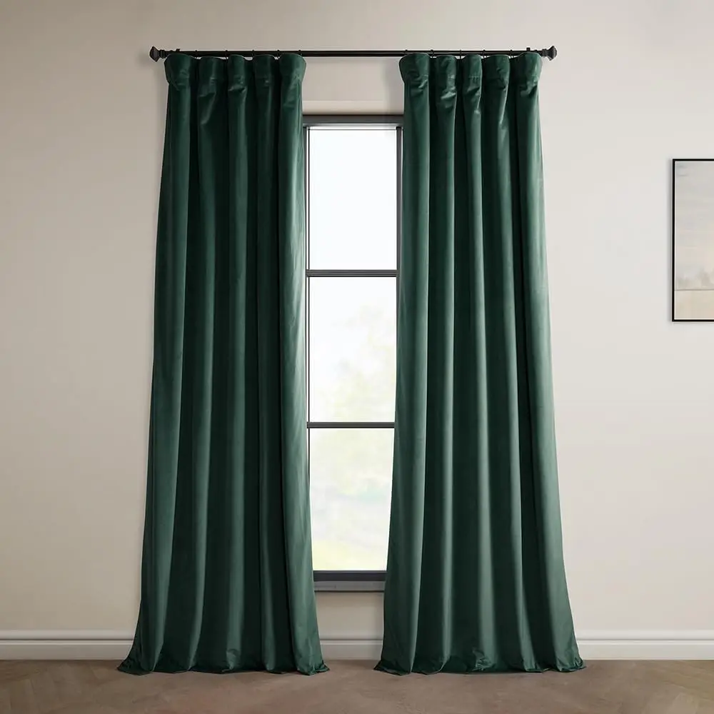 

Heritage Plush Velvet Curtains 96 Inches Long Room Darkening Curtains for Bedroom & Living Room 50W x 96L, (1 Panel), Fo