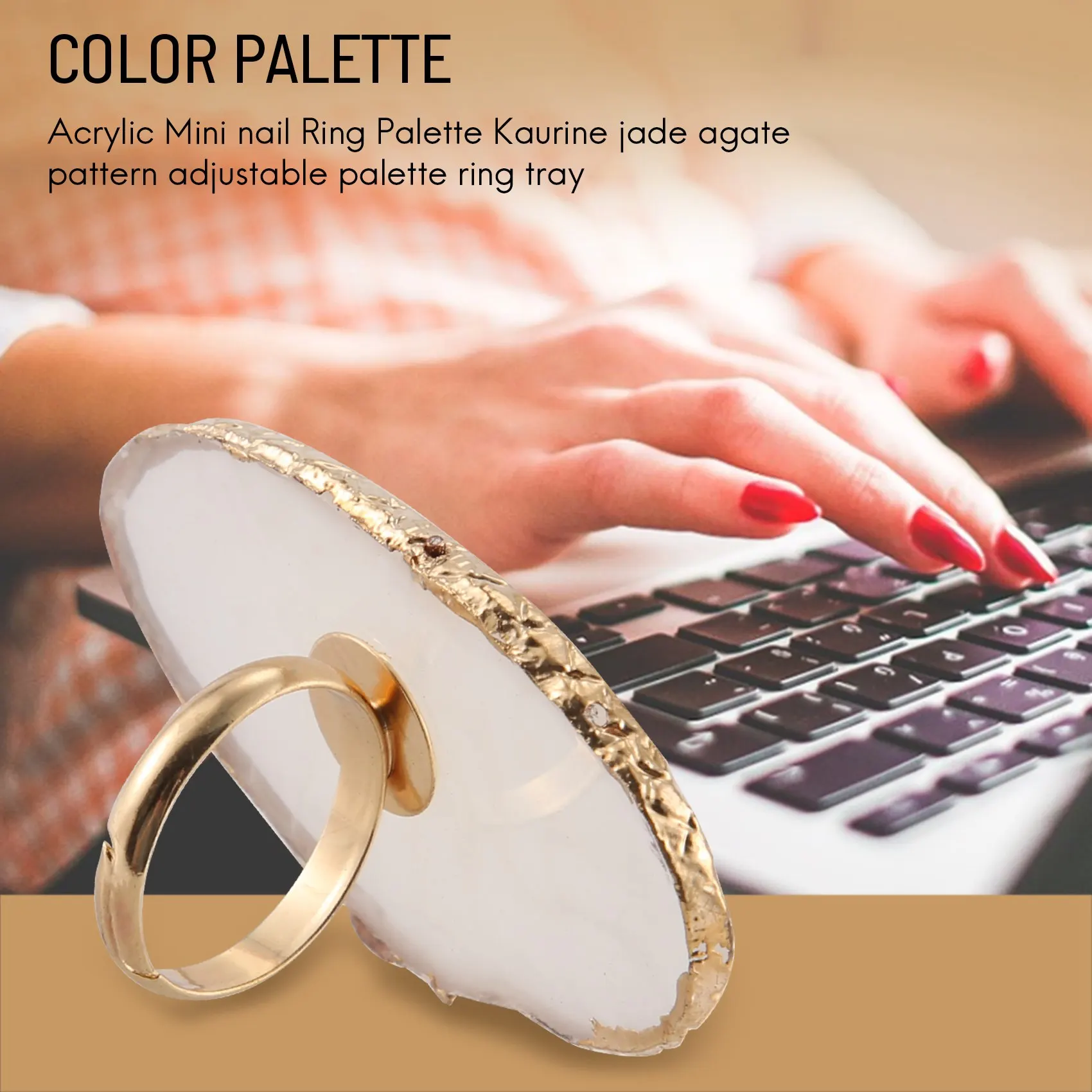 1 Pc Resin Stone Color Nail Art Ring Palette Finger Ring Plate Acrylic Uv Gel Polish Cream Foundation Mixing Nail Art Equipment image 4