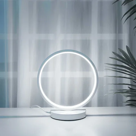 LED Standing Table Lamp Eye Protection Reading Acrylic Metal Wall Light Bedside Decorative Lighting O Type Simple Modern Style