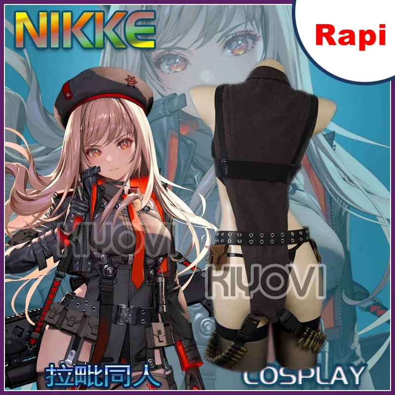 Spel Cosplay Nikke De Godin Van De Overwinning Rapi Doujin Sexy Pu Uniform Jas Vest Ondergoed Handschoenen Wapens Rekwisieten Halloween Set