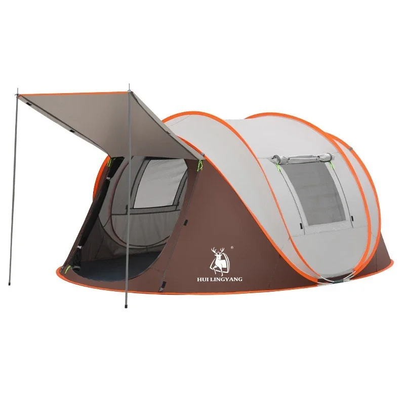 Hui Lingyang Thicken Silver Coated Portable Folding Outdoor Camping Tent Quick Opening Fully Automatic Rain and Sun Protection