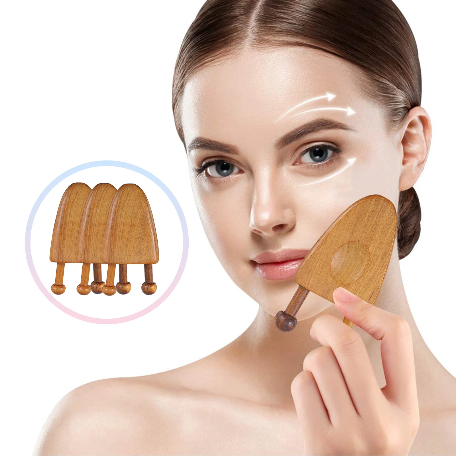 

3pcs Wooden Guasha Boards Light Brown Portable Massagers For Home Use Scrapers For Body Meridians Therapy Wooden Body Massagers