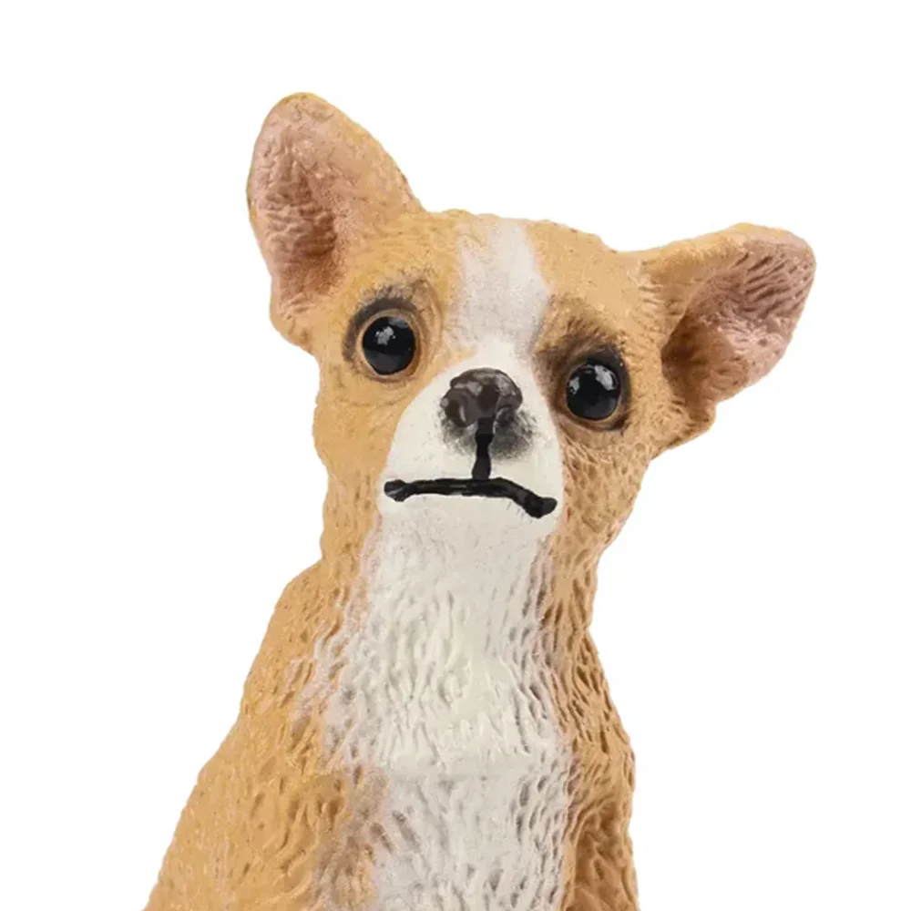 Simulation Dog Pet Animal Model Toy Mini  Sitting Fawn Chihuahua Puppy Figures Dolls Action Figurines Toys For Children Gift
