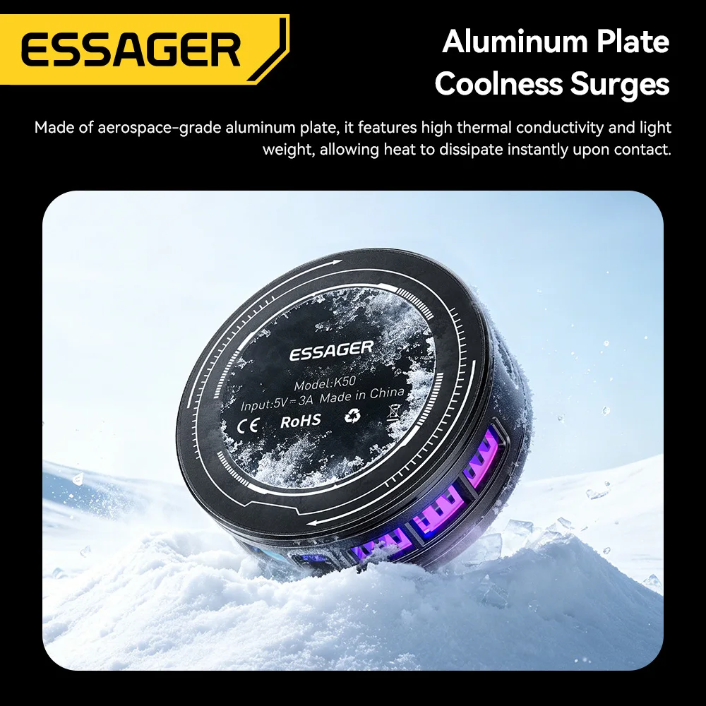 Picture 7: Essager Magnetic Universal Phone Cooler for Gaming TEC Cooling Fan with Digital Display RGB Lights Al Intelligent Temp Control