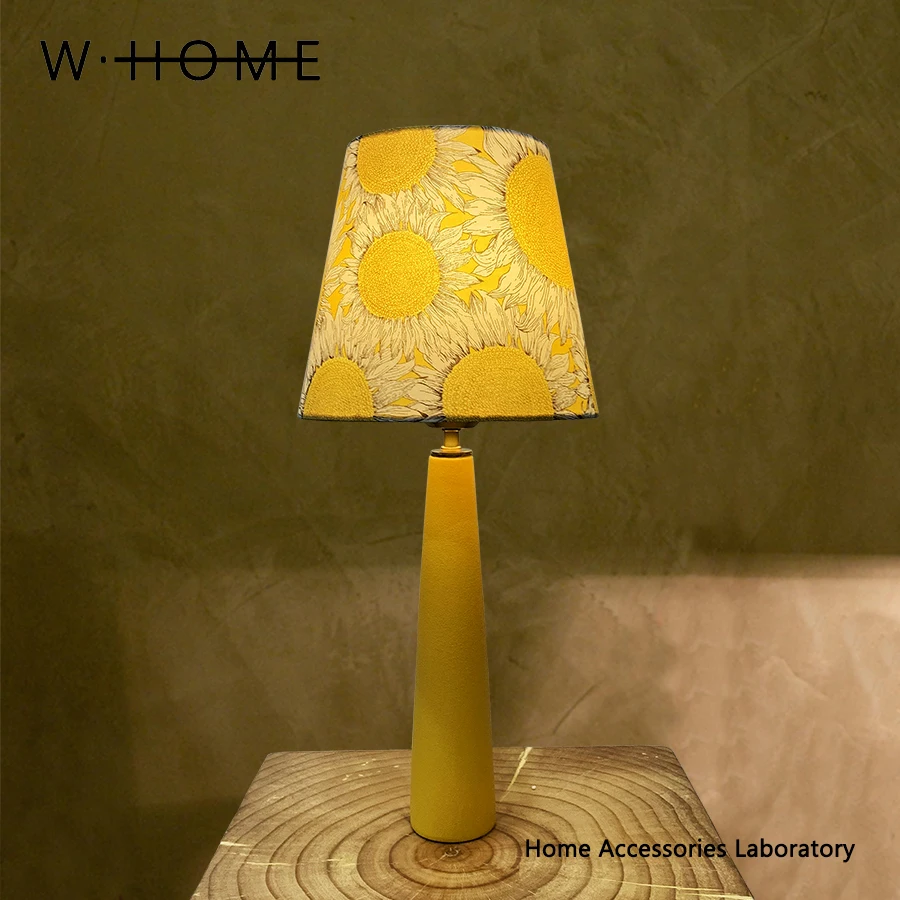 

Yellow Cylinder Fabric Desk Lamp Imported Liberty Fabric Middle Creative Atmosphere Lamp Gift Lamp