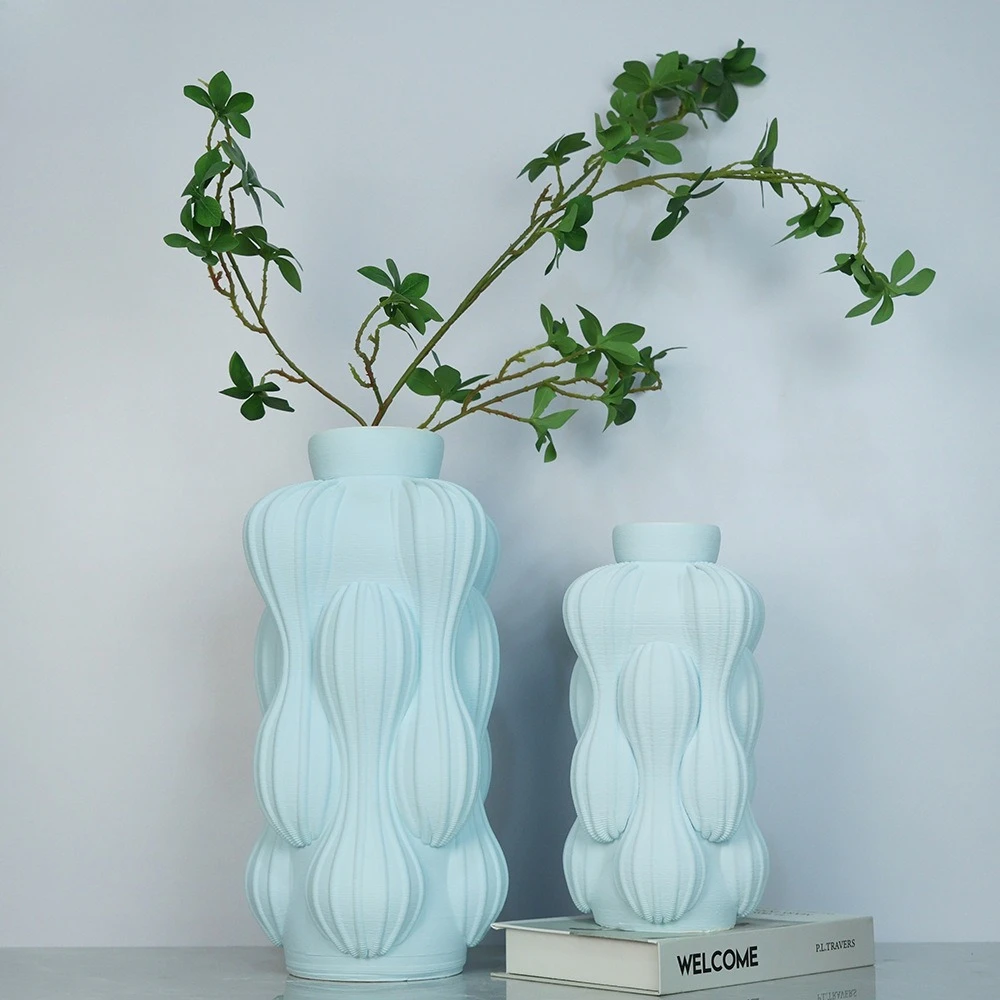 

3D printing ceramic vase, sales department, model room flower arrangement, simple hand-painted dried flower device, living room
