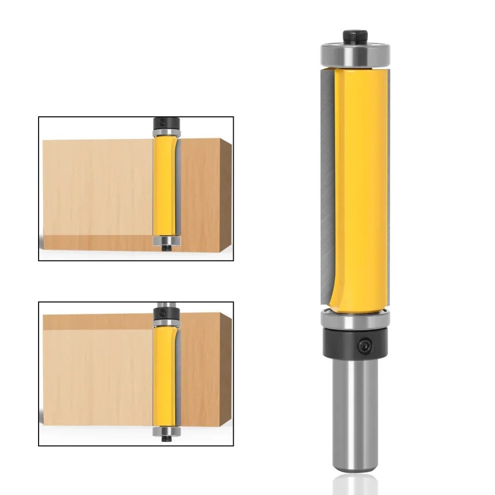 

1 шт., 1/2 дюйма, 12,7 мм, 12 мм, фреза с хвостовиком, резьба по дереву, 1/2 SH, 2-1/2 дюйма, удлиненная фреза с отделкой, верхняя и нижняя фреза с подшипниками
