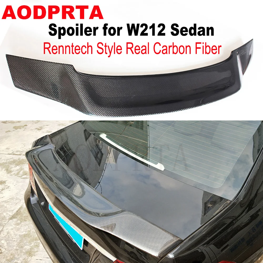 Renntech R Style Real Carbon Fiber Rear Boot Trunk Wings Ducktail Spoiler for Mercedes E Class W212 4 Door Sedan 2010-2016 E350