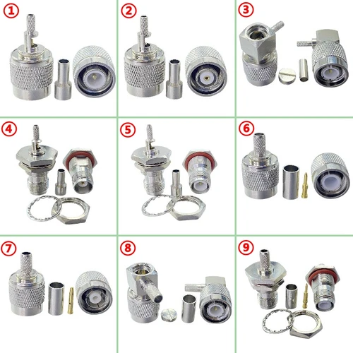 Imagen 1 del producto Conector macho y hembra TNC, Cable de crimpado a prueba de agua para RG316, RG174, RG58, LMR195, LMR195, RG142, 5 piezas, entrega rápida