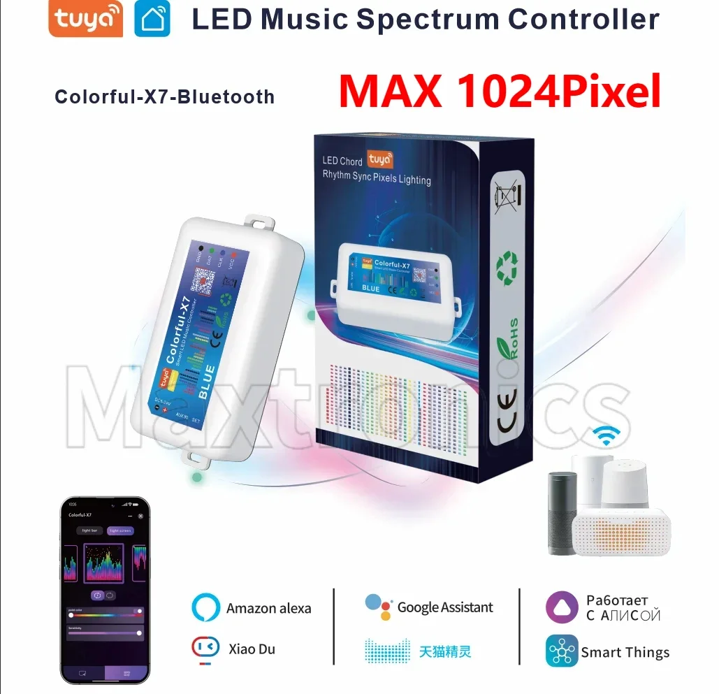 HOt Colorful-X7 TUYA Wifi/ BT Music Led RGB Strip Controller DC5-24V Smart App Control For WS2812B WS2811 SK6812 LED Strip Lamp
