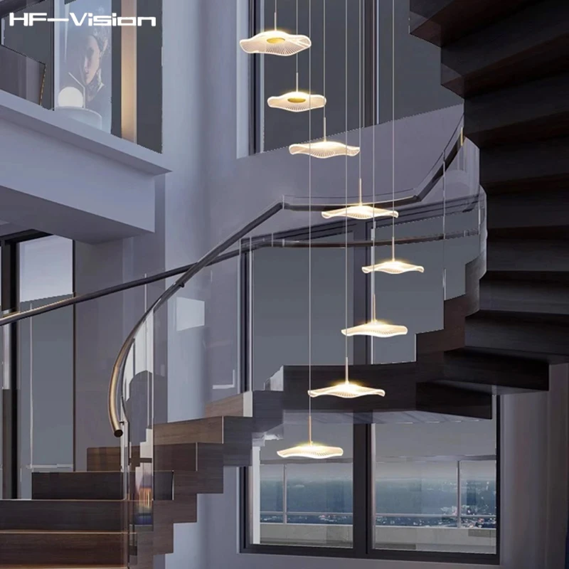

Nordic Gold Acrylic Designer LED Chandeliers Lighting,Lustre Living room staircase Suspension Fixture Pendant Lamps Decor