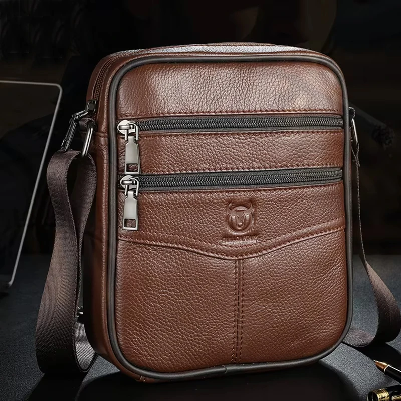 

Genuine Leather Shoulder Bag Men Multifunctional High Capacity Crossbody Bag Handbag Casual Messenger Bag