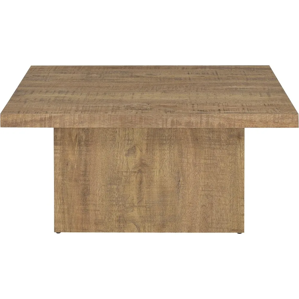 Eco-Friendly Engineered Wood Veneer Square Cocktail Table with Rustic Look for Living Room