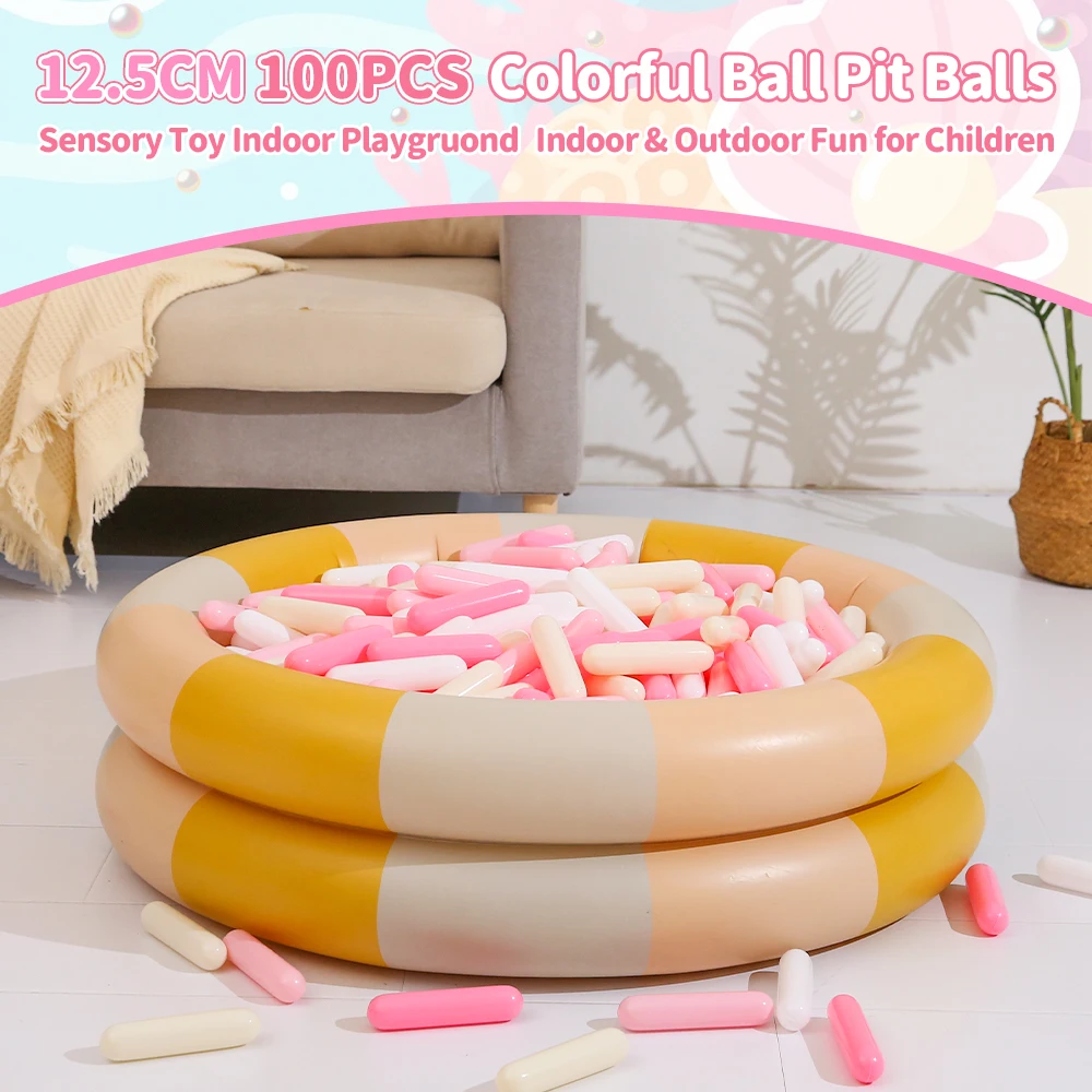 12.5CM 100個入り ピンク色 プラスチックボール 子供用 楽しい ウォータープール 海の波 ボールピット 屋外 テント おもちゃ クリスマスプレゼント用
