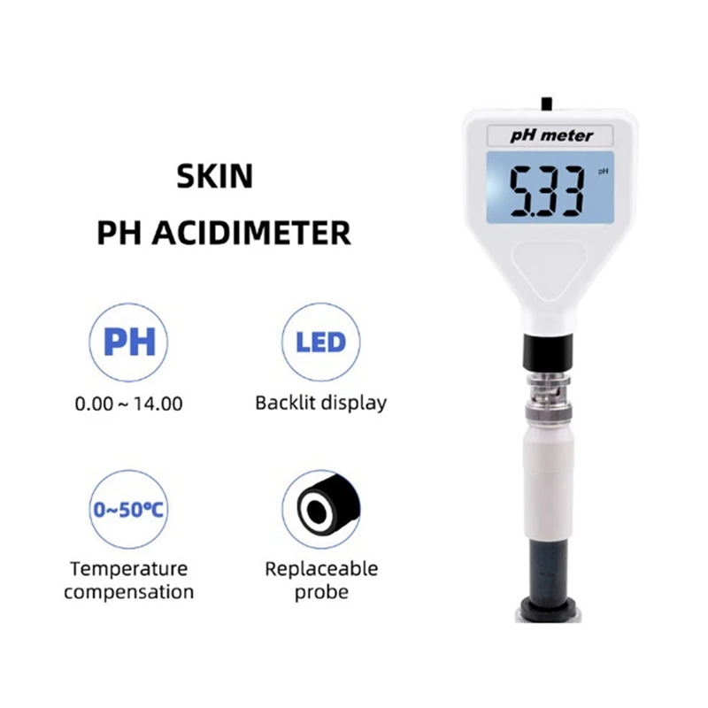 Digital PH Tester Meter Acidity Meter PH Tester PH Tester Meter With White Backlight For Cheese/Meat/Soil PH-98218