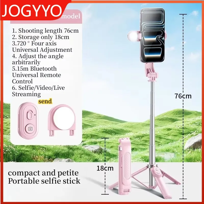 

Mini With Light Selfie Stick Bluetooth Portable Handheld Dual-purpose Anti Shake Charging Magnetic Remote Control Phone Holder