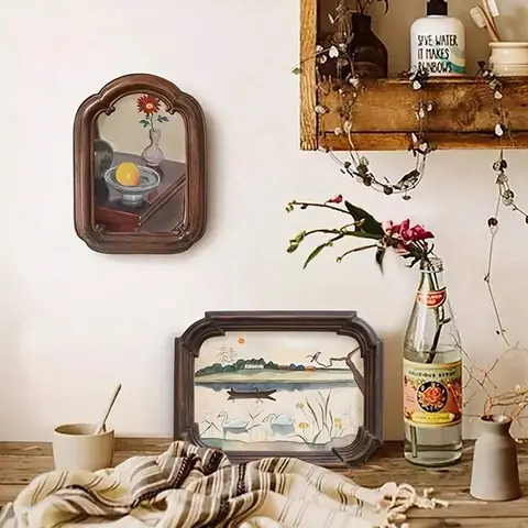 프랑스어 레트로 단단한 나무 사진 프레임 입구 배경 벽 매달려 수지 사진 프레임 조합 사진 벽 홈 장식
