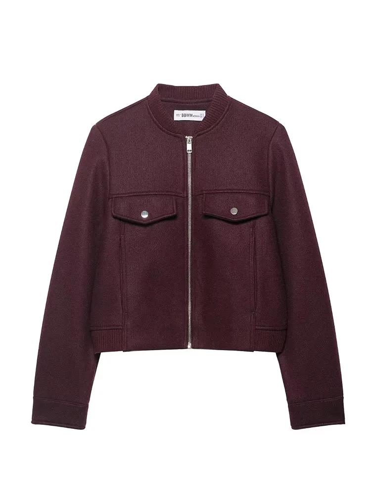 

HH женская осенняя модная универсальная мягкая короткая куртка с круглым вырезом женская уличная повседневная куртка на молнии с длинными рукавами Mujer