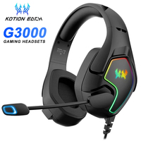 KOTION EACH G3000 3.5mm Gaming Headset Over Ear Game Headphones with Microphone RGB LED Light Noise Cancellation Earphone For PC