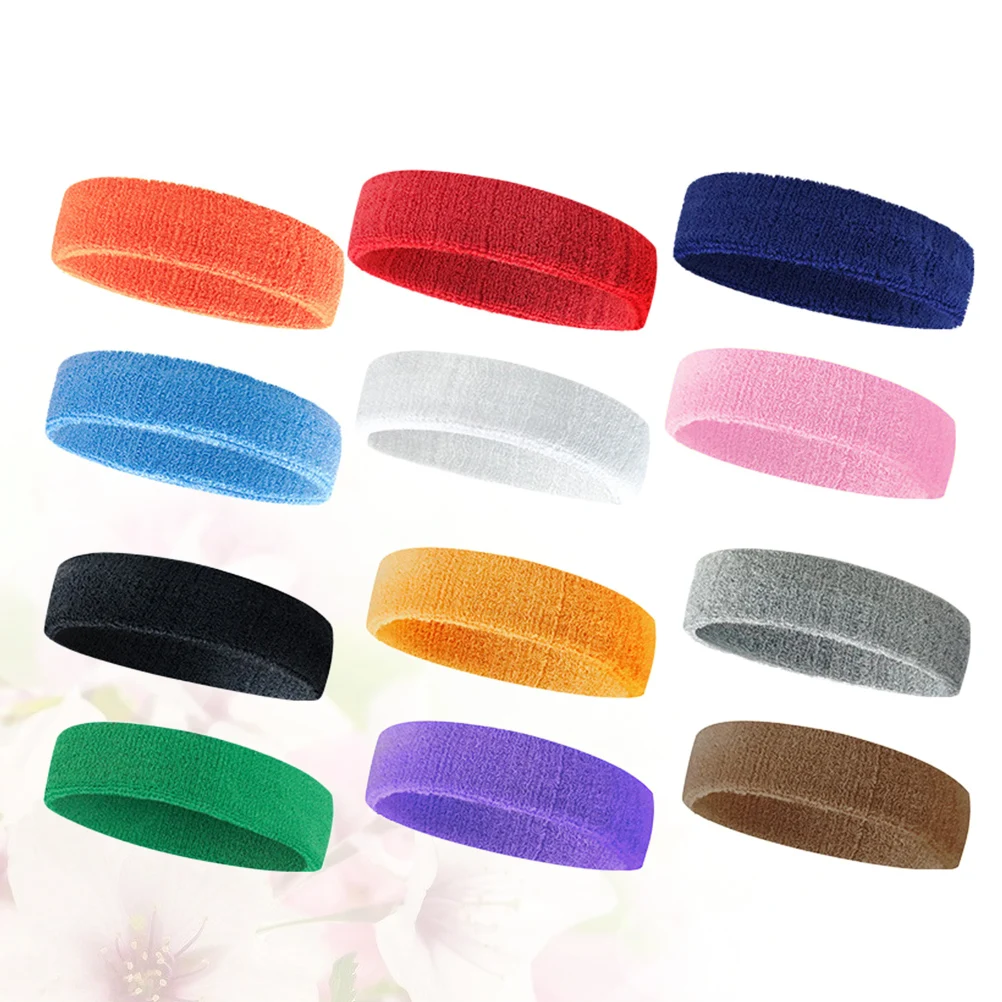 

12Pcs Sports Headband Breathable Sweat Absorbing Elastic Non Slip Running Hairband for Yoga Training Sports Headband