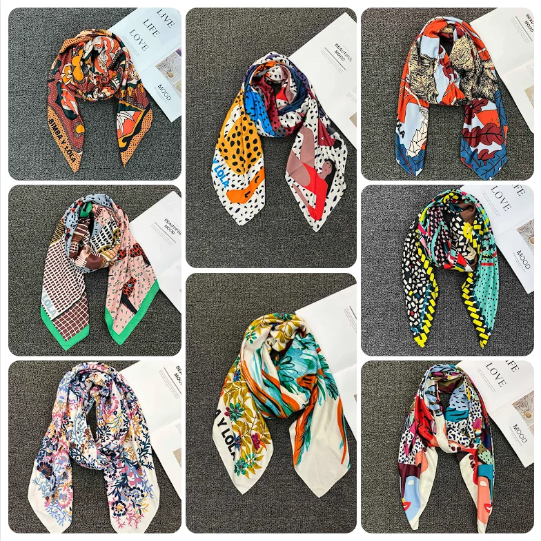 Foreign Trade Spain B Original Single New Scarf Printed Large Square Scarf 130 * 130 Thin Sunshade and Warmth Brand New 12