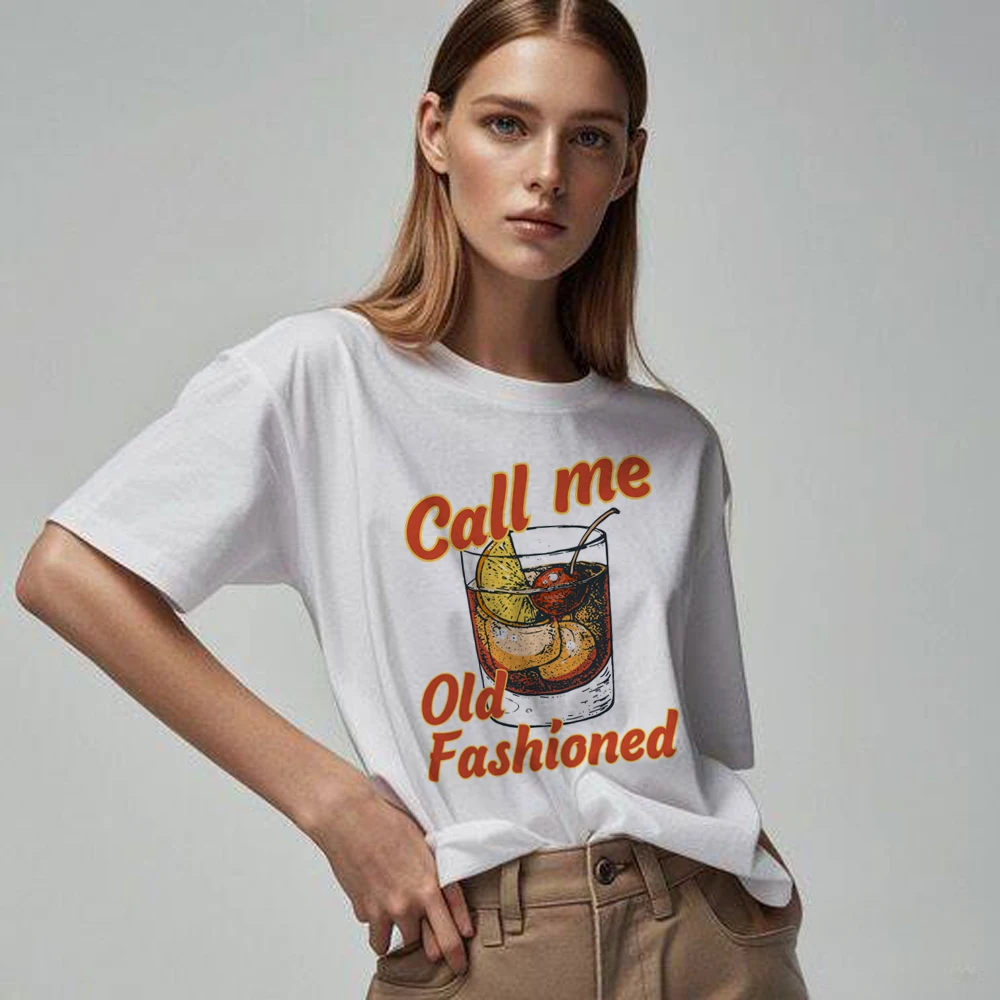 Call Me Old Fashion T Shirt Women  Print Graphic Tee Kawaii Top Female Clothes Casual Y2k Vintage Aesthetic Streetwear  Flora