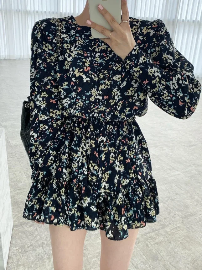 Dongda Gate Summer Women's Faionable rotondo Ne a vita alta sottile pizzo floreale lungo Sve Dr Ele Lady Sle ort gonna