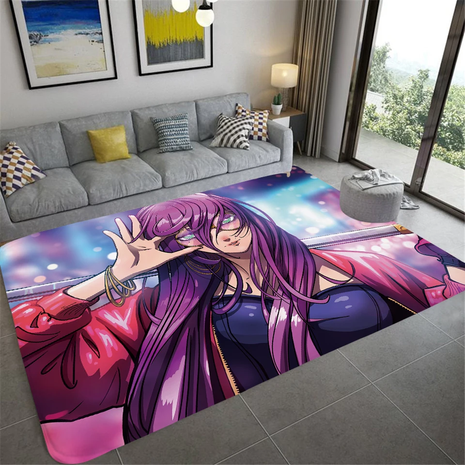 Pink Girl Room Rug Living Room Rug Anime Cartoon Rug Gamer Teen Room Bedside Rug Furry Large Rug Hallway Mat Bathroom Door Mat