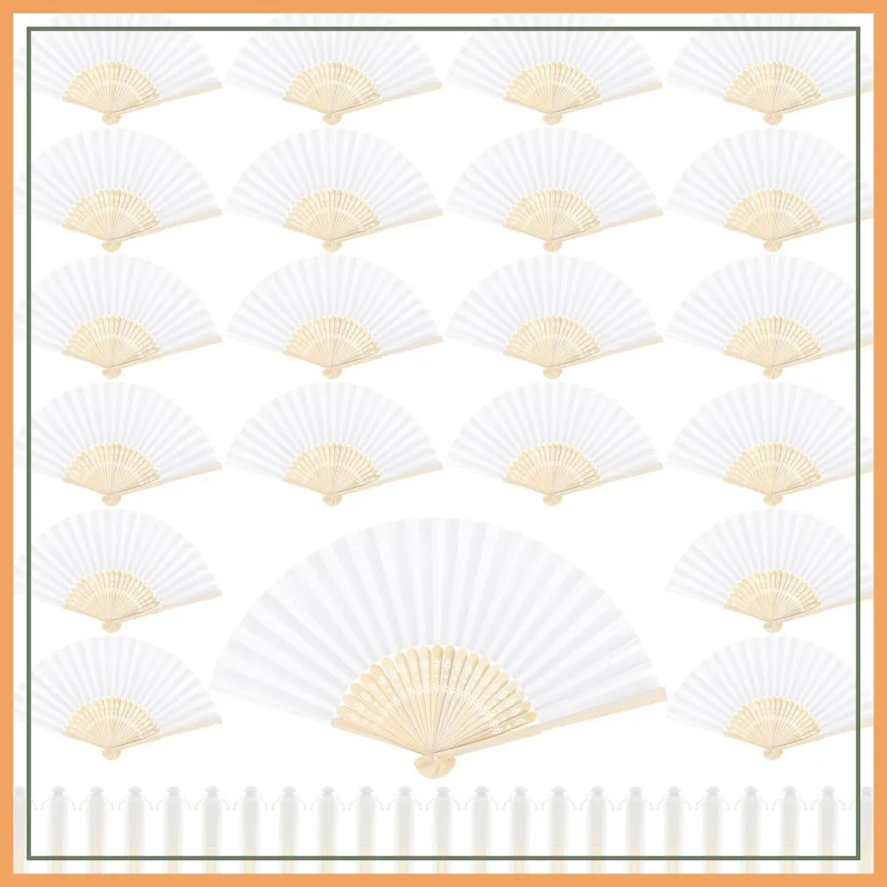 

72 Pieces Silk Folding Fans with Fabric Sleeve, Bamboo Handheld Fans for Wedding, Bridal Shower, Home Decoration
