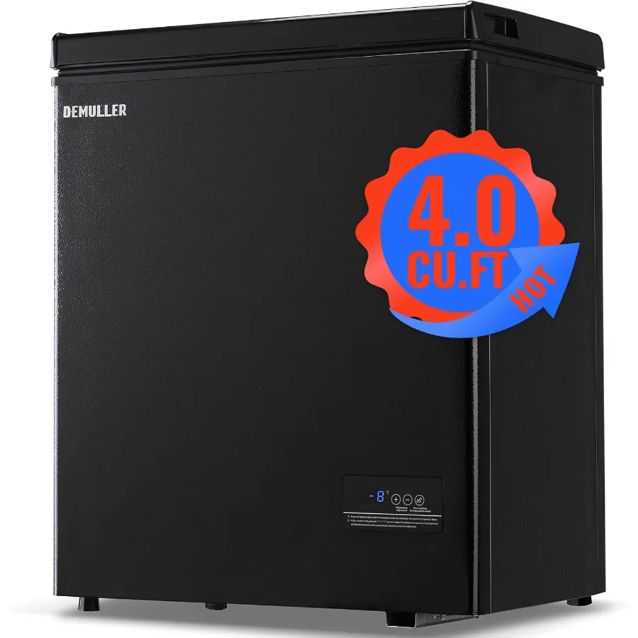 Compact top-opening mini chest freezer ideal for home kitchen garage or outdoor use; features deep freezer capacity with remova