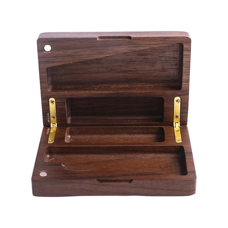 

Vintage Handmade Walnut Cigar Box with Magnetic Closure - Holds Cigarettes & Pre-Rolls, Includes Lighter Storage