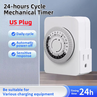 US Plug Timer Switch 24-hours Cycle Mechanical Timer Electricity Consumption Meter Automatic Shutdown with Overload Protection