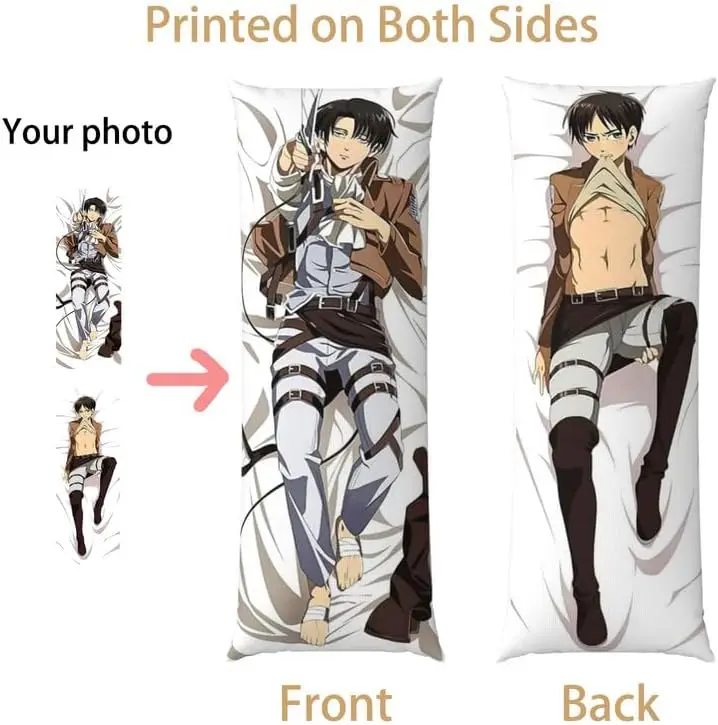 Personalized Body Pillow Case Custom Photos or Text Two-Sides Printed Cushion Covers,Customize Anime Character Pillowcase