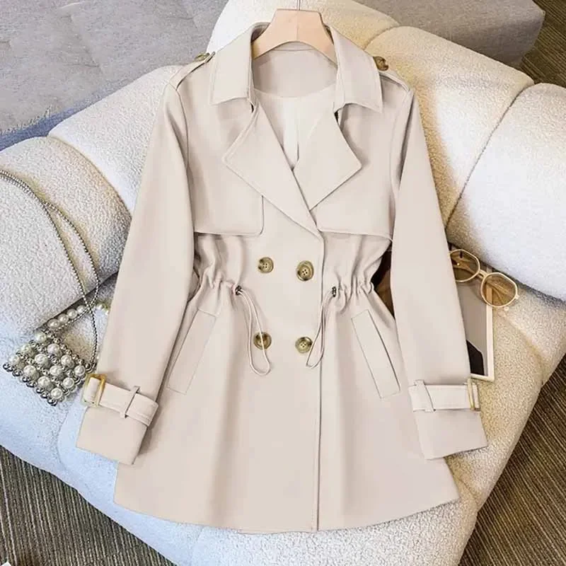 

Women Medium Long Styles Windbreaker Coat New Ladies Long Sleeves Lined Outwear Spring Autumn Female Solid Color Trench Jacket