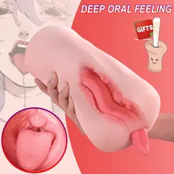 Pocket Pussy Male Masturbator 5D Deep Throat Blow Job Stroker Realistic Mouth with Super Long Tongue Adult Sex Toys for Man