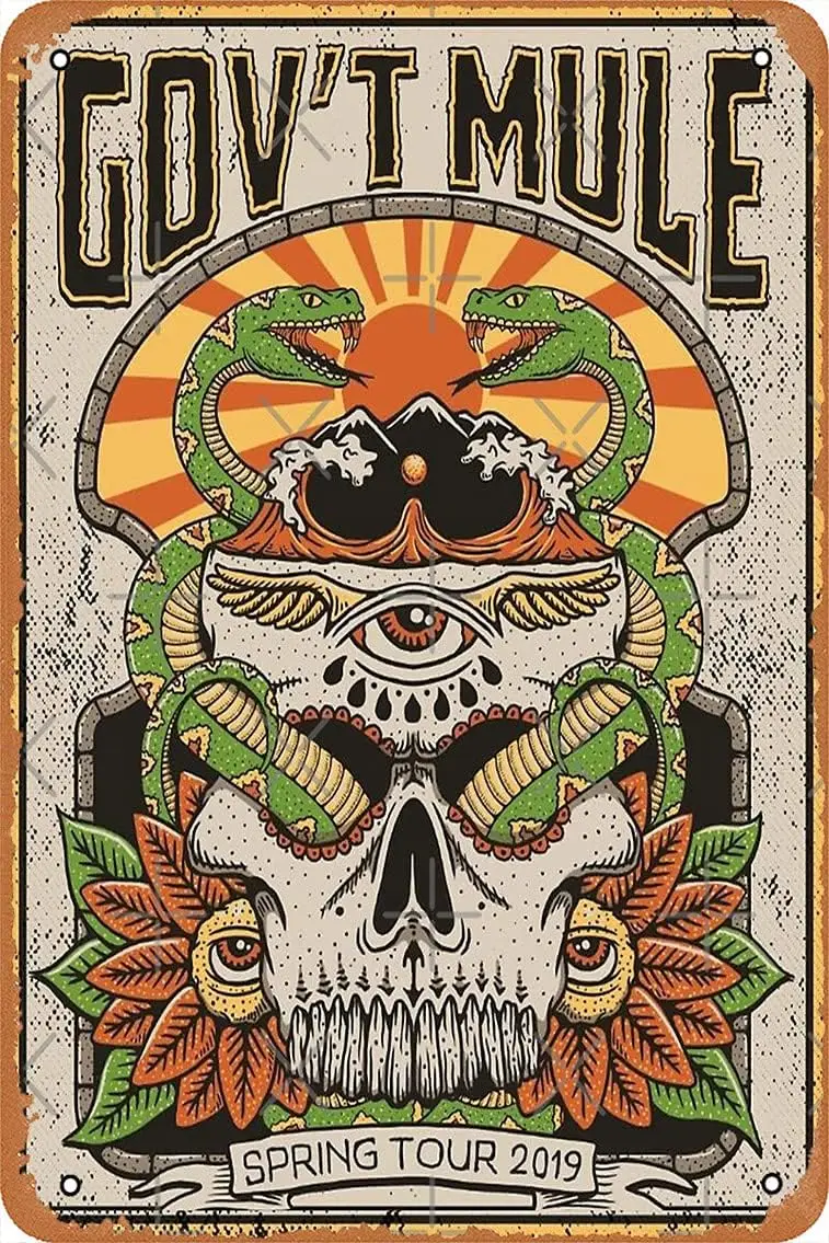 Póster de la banda musical GovT Mule, cartel de metal vintage, decoración para el hogar, garaje, cueva de hombre, arte de pared, cartel de aluminio