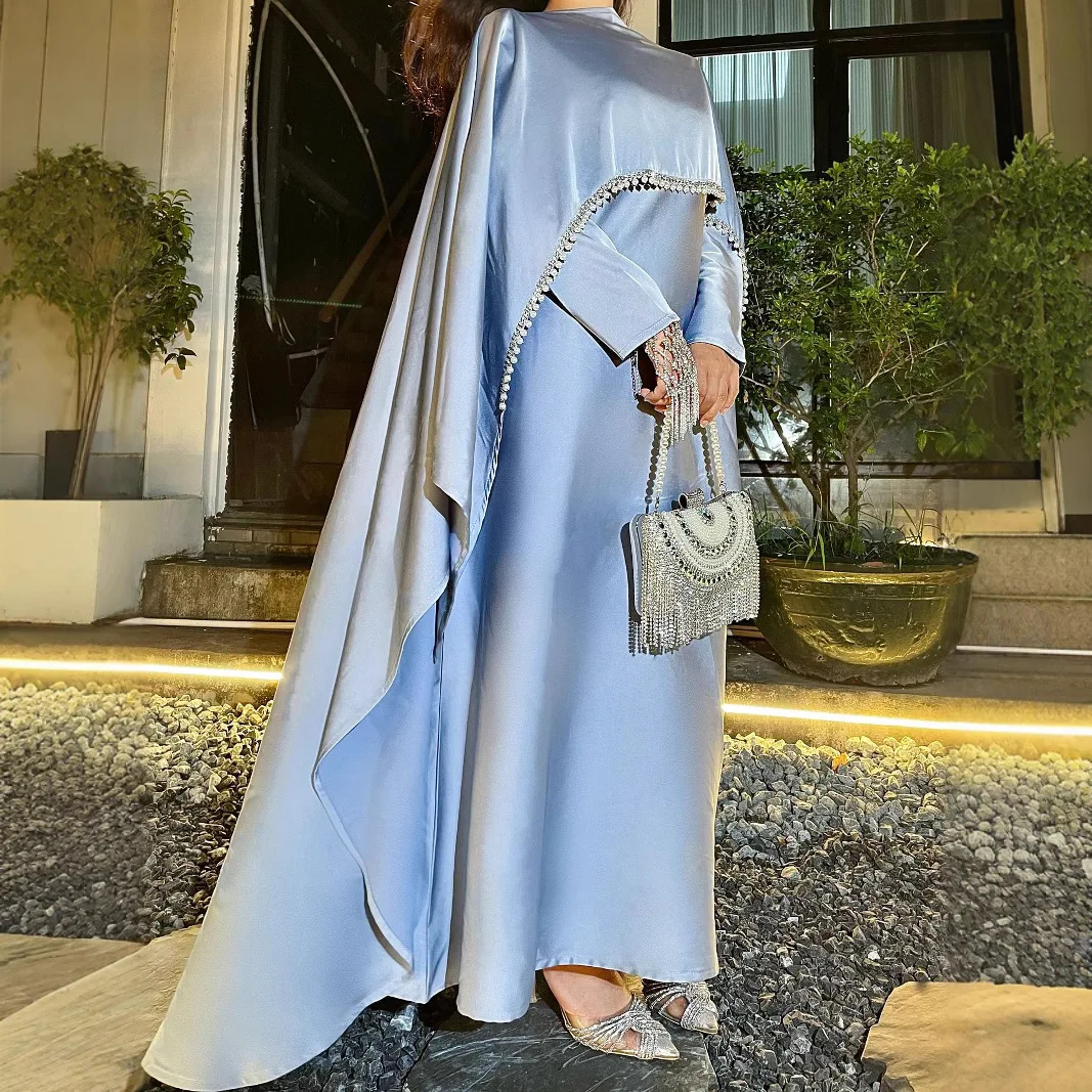 Eid femmes musulmanes Robes Abaya perle chaîne maroc caftan dubaï Abayas Islam Jalabiya robes Ramadan 2025 arabe longue Robe