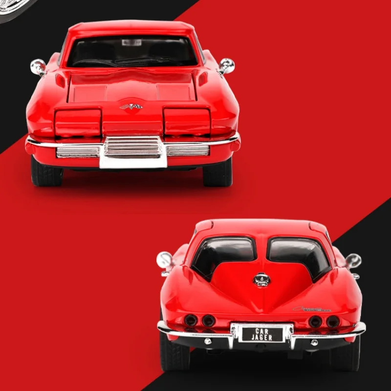 1:32 コルベット C2 スティングレイ スーパーカー 合金製カーモデル サウンド＆ライト プルバック式 子供のおもちゃ コレクション 誕生日プレゼント