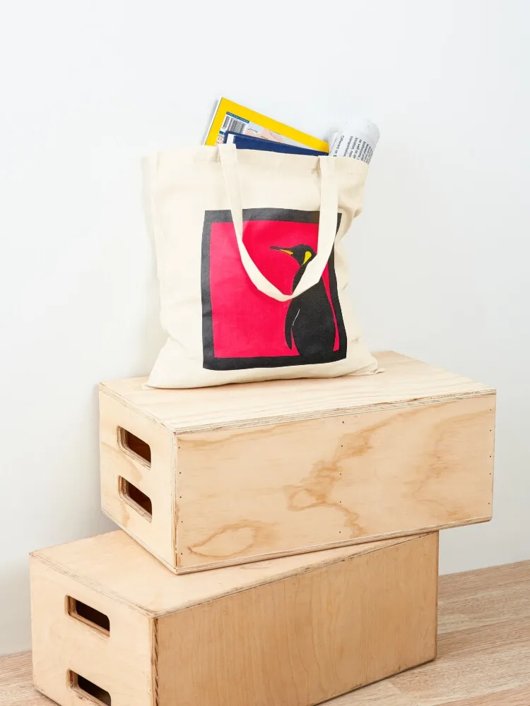 Emporer penguin surveying the pink kingdom Tote Bag Women's shopper bag Candy bags Lady bags Big bag women