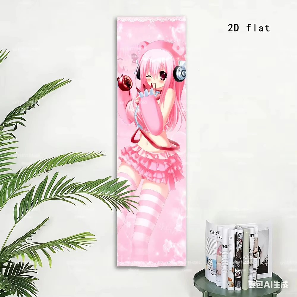 Super Sonico Tapestry Gloomy Bear Cosplay Outfit Pink Star Background Otaku Wall Decor