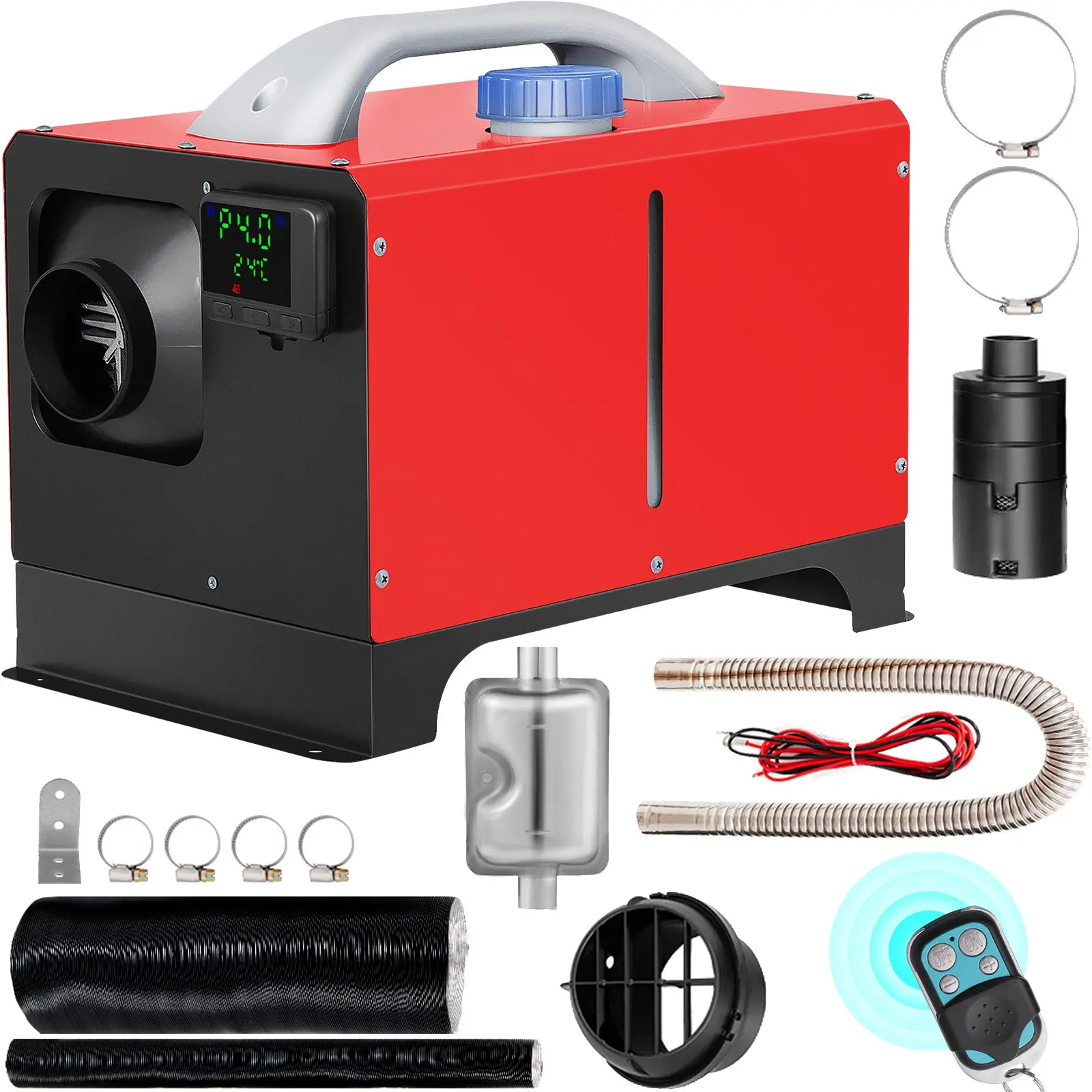 Riscaldatore ad aria diesel SIHAO 8KW, riscaldatore da parcheggio tutto in uno 12V, un foro di uscita, con LCD nero, telecomando, riscaldamento rapido per auto