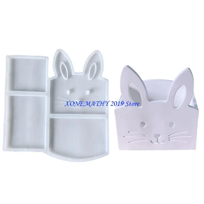 F42F Rabbit Silicone Storage Holder Craft Mold for DIY Rabbit Organizers and Artistic Decorative Home Projects