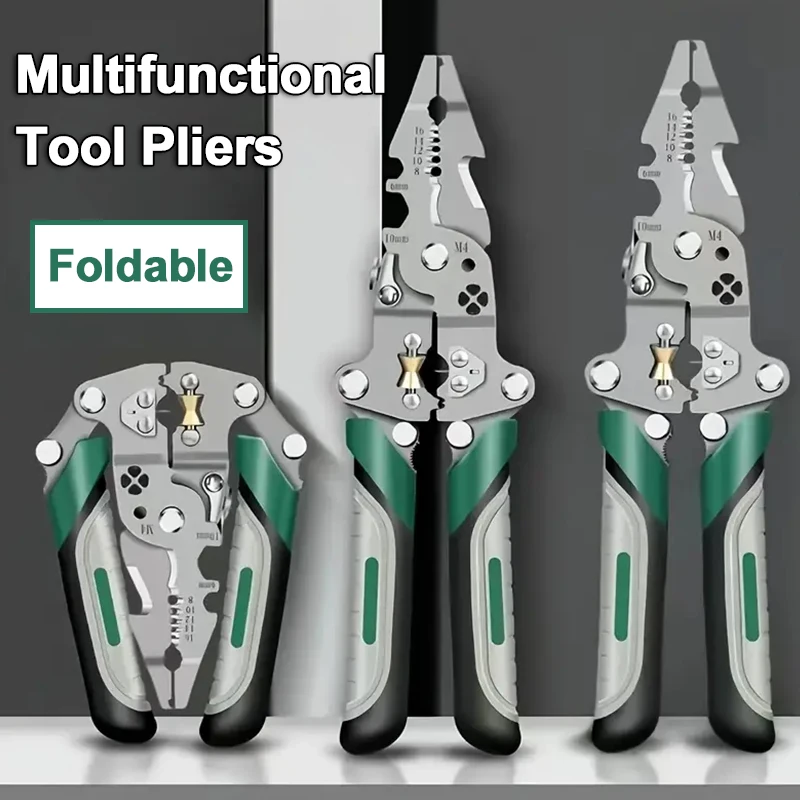 EOOPEE Multi-Tool Pliers Foldable For Cutting Crimping Wire Stripping Suitable For Electrical Work Factory Machinery Maintenance