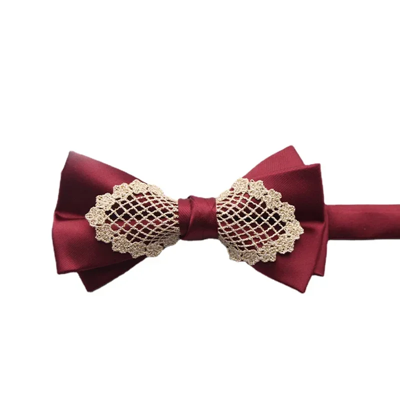 Pajarita teñida de hilo para hombre y mujer, traje de seda de poliéster, vestido, corbata, lazo informal de color sólido, alta calidad